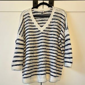 Navy and White striped Cabi Sweater